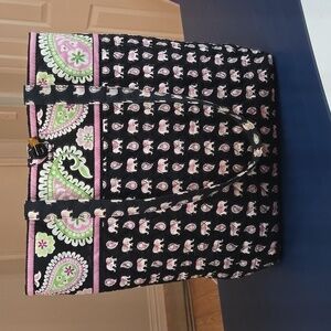 Vera Bradley Black Tote with Pink and Green Paisley